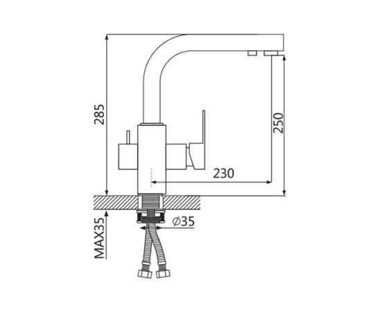Смеситель для кухни OUTE цвет хром глянцевый, однорычажный, с аэратором T663B – изображение 2
