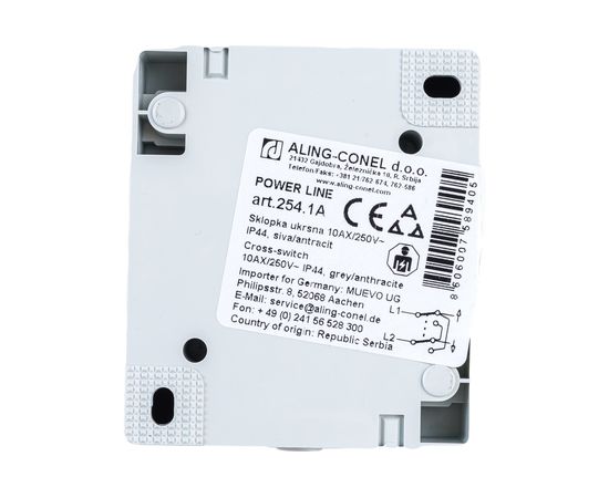 Перекрестный выключатель Aling-conel POWER IP44 10AX 250В открытой установки, серый 254.1A 117030 – изображение 2