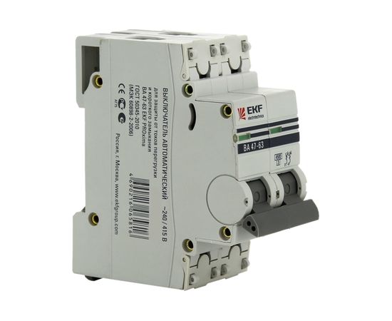 Автоматический двухполюсный выключатель EKF 16А С ВА47-63 4.5кА PROxima mcb4763-2-16C-pro 6226073 – изображение 2