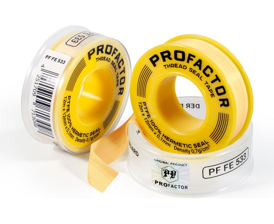 ФУМ лента PROFACTOR PF Professional желтая Ф55мм 12мм х 0,1мм х 12м PF FE 533 – изображение 2