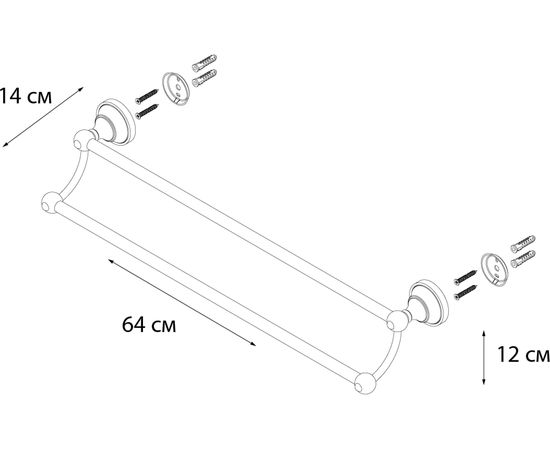 Трубчатый двойной полотенцедержатель FIXSEN BOGEMA 60 см 78502 – изображение 3