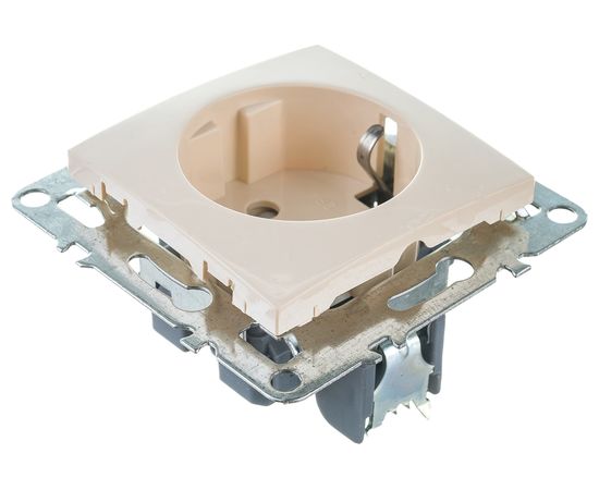 1-местная розетка STEKKER с заземлением, механизм, 250В, 16А, серия Эрна, слоновая кость PST16-9110-02 39328 – изображение 3