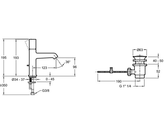 Смеситель для раковины JACOB DELAFON RIVOLI E24323-CP 00000078748 – изображение 3