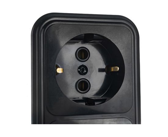 4-местная розетка STEKKER с заземлением PST16-60-20 RA 16-466-Ч, пластик АВС, 16А, IP20, черный 39704 – изображение 3