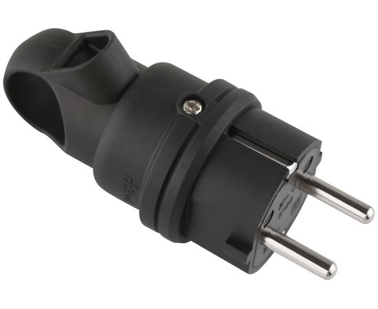 Вилка duwi с заземлением 16A каучуковая 90град с кольцом IP44 черная 27458 2 – изображение 3