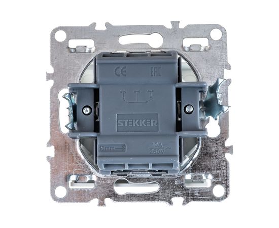 1-клавишный выключатель STEKKER механизм, 250В, 10А, серия Эрна, белый PSW10-9103-01 39311 – изображение 4