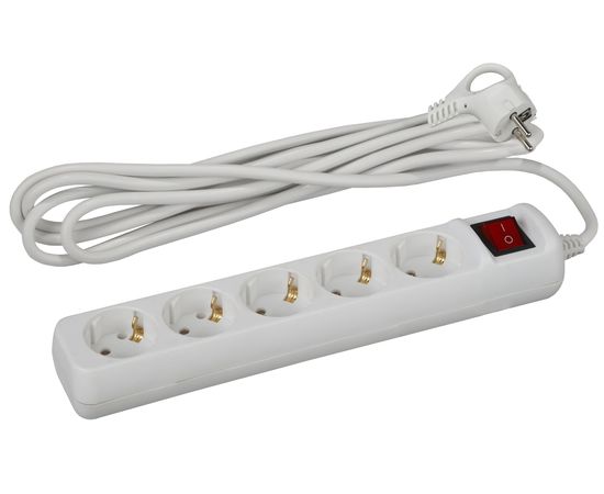 Удлинитель ЭРА UX-5es-5m с заземлением, 3x0,75мм2, с выключателем, 5 гнезд, 5 метров, 5/10/360 Б0035758 