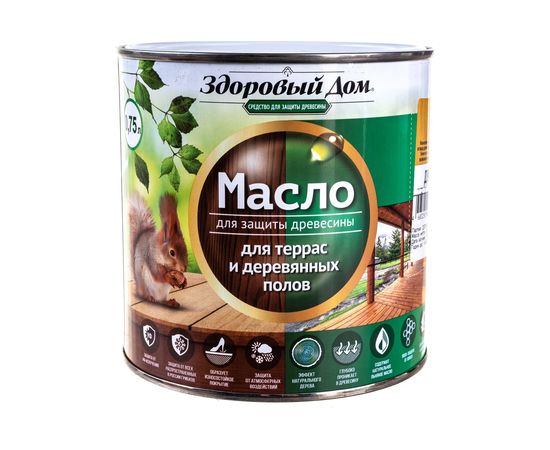 Масло для террас и деревянных полов Здоровый Дом дуб 0,75 л Лк-00009559 
