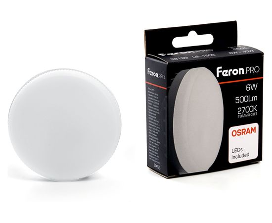 Светодиодная лампа FERON 6W 230V GX53 2700K, LB-1506 38199 