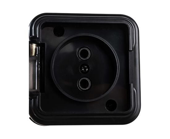 1-местная розетка STEKKER без заземления PST16-20-44 RA 16-201-Ч, пластик АВС, 16А, IP44, черный 39692 