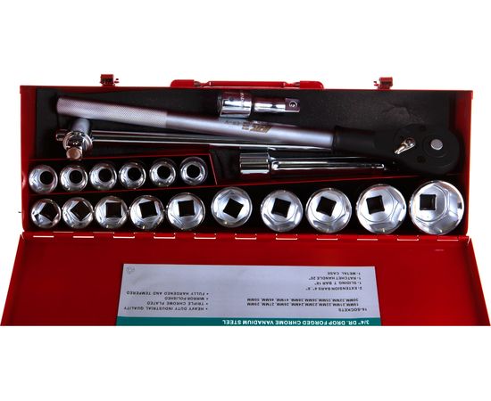 Набор шестигранных торцевых головок 3/4 19-50мм 21шт JTC-H621M:15617 – изображение 3