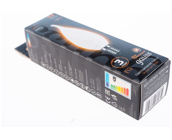 Лампа Gauss Filament, свеча на ветру, 9W, 590lm, 3000К, Е14, milky, LED, 1/10/50 104201109 – изображение 3