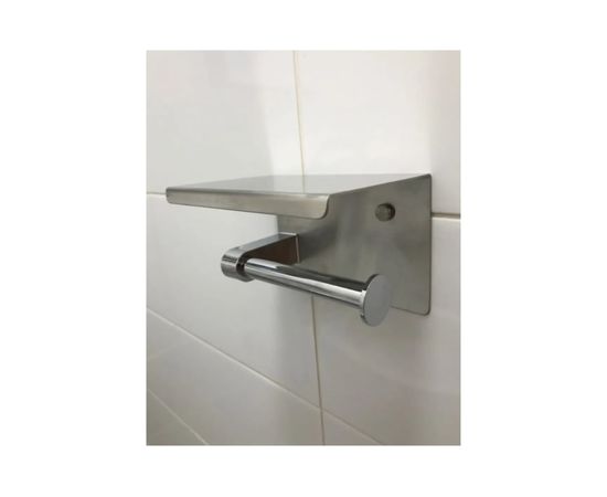 Держатель для туалетной бумаги mario с полочкой для телефона, хром, металл 80666 – изображение 3