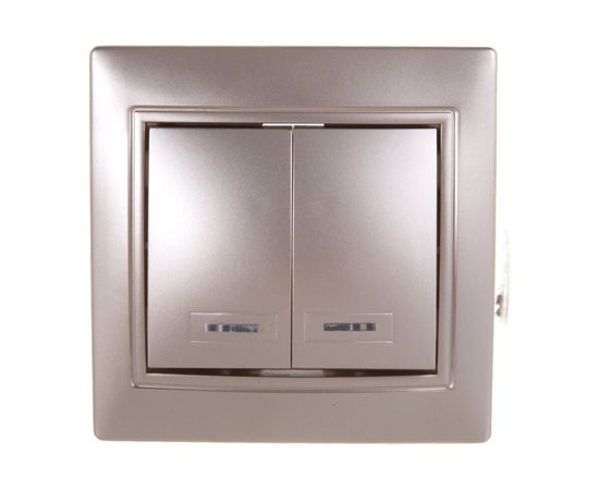 Выключатель Smartbuy 2-клавишный с индикатором 10А шампань, Венера SBE-01c-10-SW2-1-c – изображение 4