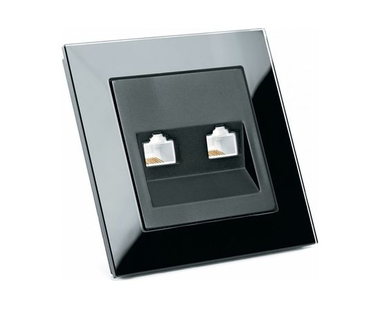 Компьютерная 2-местная розетка RJ-45 STEKKER серия Катрин, GLS00-7006-05, черный 39509 – изображение 5