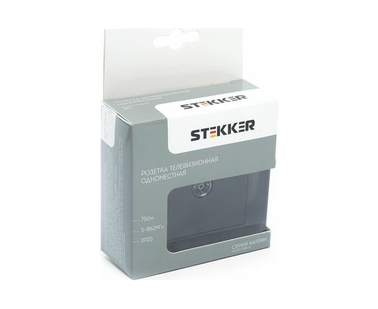1-местная телевизионная розетка STEKKER 75 Ом, 5-862МГц, серия Катрин, GLS00-7008-05, черный 39511 – изображение 7