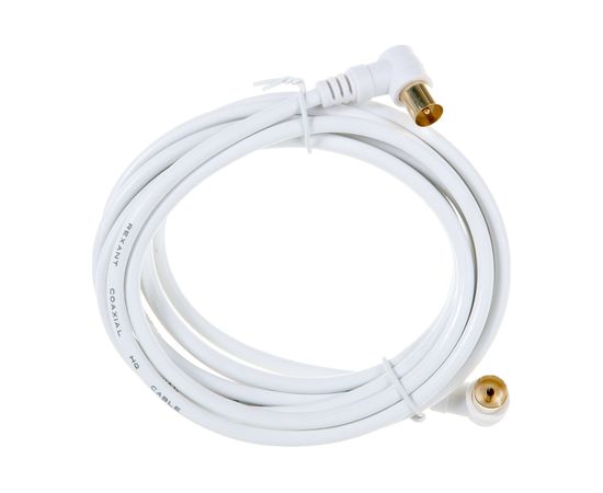 Шнур REXANT ТВ гнездо - ТВ штекер, угловой, длина 3 метра, белый 18-0024 