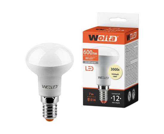 Лампа LED Wolta 3000K, 25Y50R7E14 