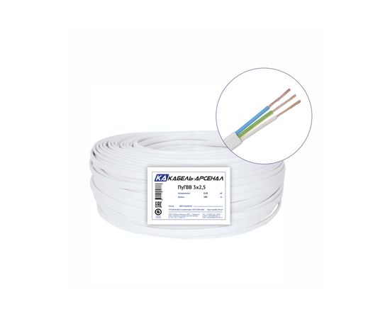 Провод Кабель-Арсенал, ПуГВВ 3х2,5 ГОСТ 100 м 40077 