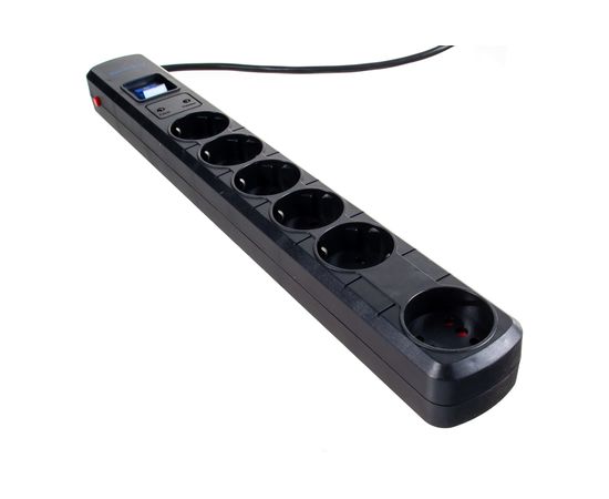 Сетевой фильтр Smartbuy 16А, 3500 Вт, 6 гнезд, с з/ш, земля, ПВС 3x1.0, 3 м, черный SBSP-30K-Pro 