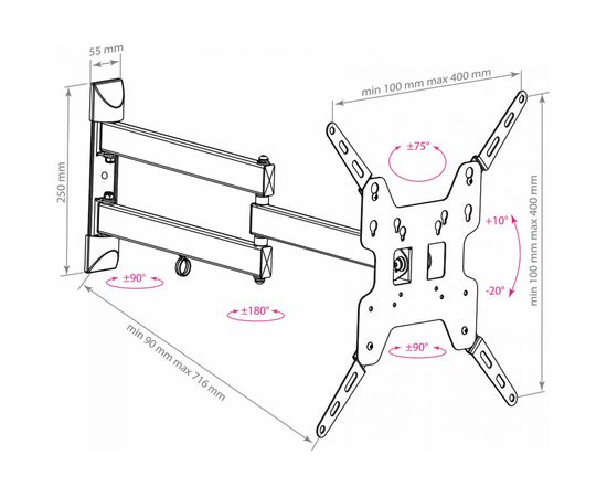 TV кронштейн Kromax OPTIMA 408 black 28012 – изображение 14