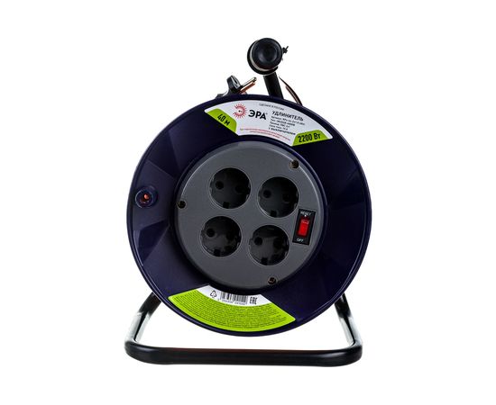 Силовой удлинитель ЭРА RPx4s2x1.0 40m на пластиковой катушке б/з 4 гнезда 40м ПВС 2х1 Б0043051 – изображение 2