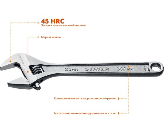 Разводной ключ Stayer MAX-Force, 300 / 35 мм, 2725-30_z01 – изображение 2