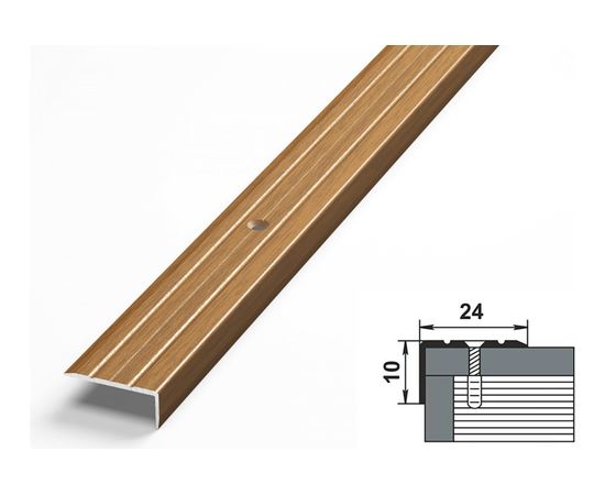 Порог угловой алюминиевый декоративный (24х10 мм, 1,8 м, Орех) ЛУКА 00000002409 – изображение 2