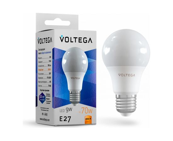 Светодиодная лампа VOLTEGA ЛОН E27 2800К 9W – изображение 3