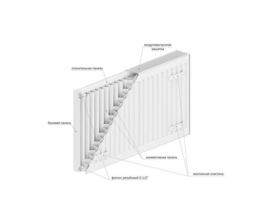Стальной панельный радиатор ROMMER Ventil нижнее подключение, 21/500/1400 RRS-2020-215140 – изображение 7