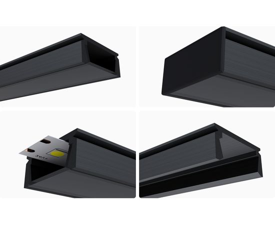 П-образный накладной алюминиевый профиль Apeyron для LED ленты черный, 15,2х6мм / 08-01-Ч – изображение 9