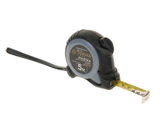 Рулетка TUNDRA двухкомпонентный корпус, автостоп, 5 м х 19 мм 881731 