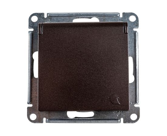 Розетка Schneider Electric AtlasDesign Мокко с заземлением, со шторками, с крышкой, 16А ATN000646 