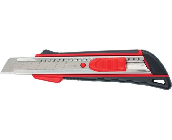 Нож 18мм, выдвижное лезвие, металлическая направляющая, эргономичная двухкомпонентная рукоятка MATRIX 78933 