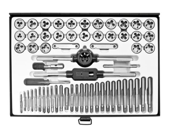 Набор метчиков и плашек ЭВРИКА метрический и дюймовый 60 предметов ER-00603 