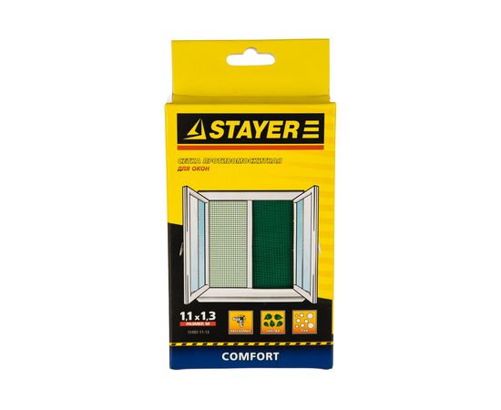 Противомоскитная сетка для окна с крепежной лентой Stayer STAYER COMFORT зеленая, ПЭТ, 1.1x1.3м 12482-11-13 