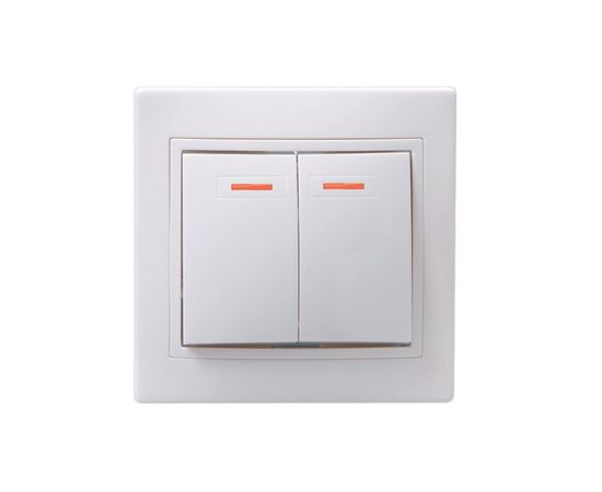 2клавишный выключатель IEK КВАРТА в сборе, белый, с индикатором EVK21-K01-10-DM 