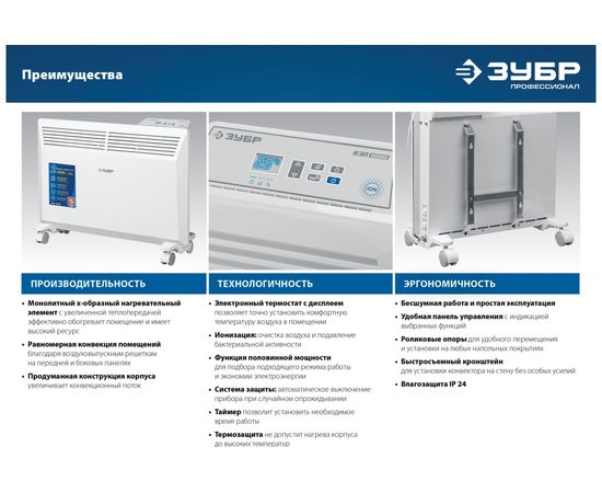 Электрический конвектор ЗУБР Профессионал 2 кВт КЭП-2000 – изображение 11