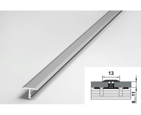 Порог прямой т-образный алюминиевый ЛУКА (5 шт, 13 мм, 2,7 м, анодированный, Серебро) УТ000039391 – изображение 2