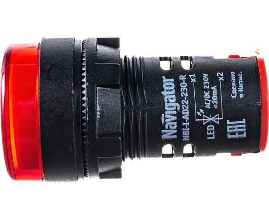 Индикаторная лампа Navigator NBI-I-AD22-230-R красная, d22мм, 230В AC/DC 82801 – изображение 2