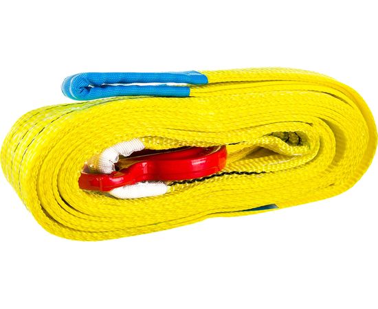 Буксировочный трос ПРОММЕТАЛЛ 6 м, 5 м лента 90 мм, крюк-петля 00005579 – изображение 2