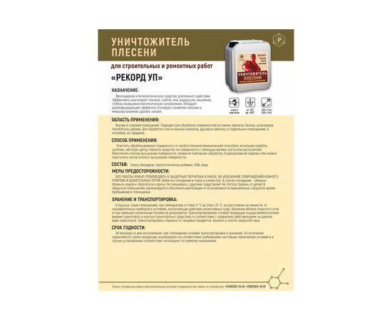 Уничтожитель плесени для строительных и ремонтных работ РЕКОРД 5 л УП02 – изображение 2