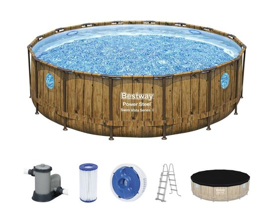 Каркасный бассейн Bestway ротанг 488х122см, 19480л, 5678 л/ч, 56725 BW – изображение 2
