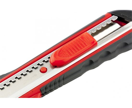 Нож 18мм, выдвижное лезвие, металлическая направляющая, эргономичная двухкомпонентная рукоятка MATRIX 78933 – изображение 3