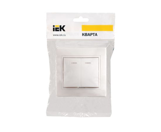 2клавишный выключатель IEK КВАРТА в сборе, белый, с индикатором EVK21-K01-10-DM – изображение 3