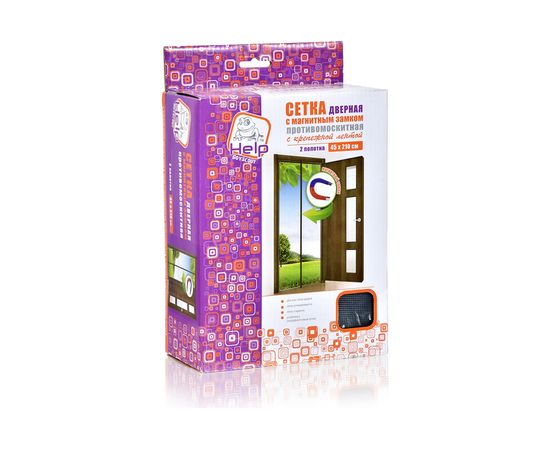 Противомоскитная сетка-штора на дверь с магнитами и крепежом, 45x210 см 2шт HELP 80004 – изображение 3
