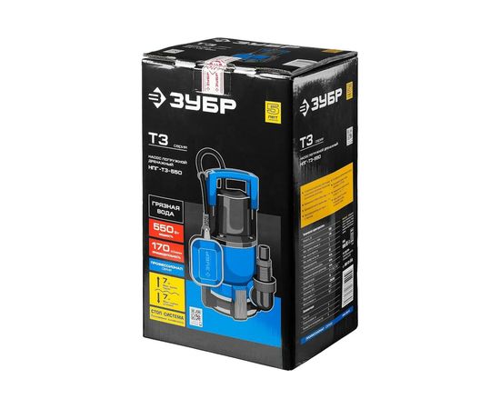 Дренажный насос ЗУБР Профессионал 550 Вт для грязной воды НПГ-Т3-550 – изображение 9