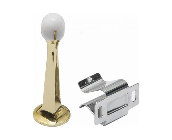 Настенный дверной ограничитель с фиксатором RENZ латунь блестящая, 1 шт. INDS 76 PB 