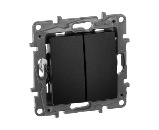 Механизм выключателя Legrand 2-клавишный СП Etika 10АX безвинтовые зажимы антрацит Leg 672602 