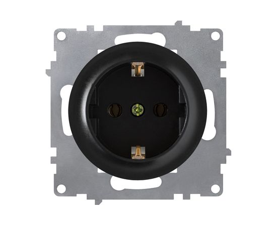Розетка OneKeyElectro с заземлением, цвет чёрный, 10 шт, 2172811 